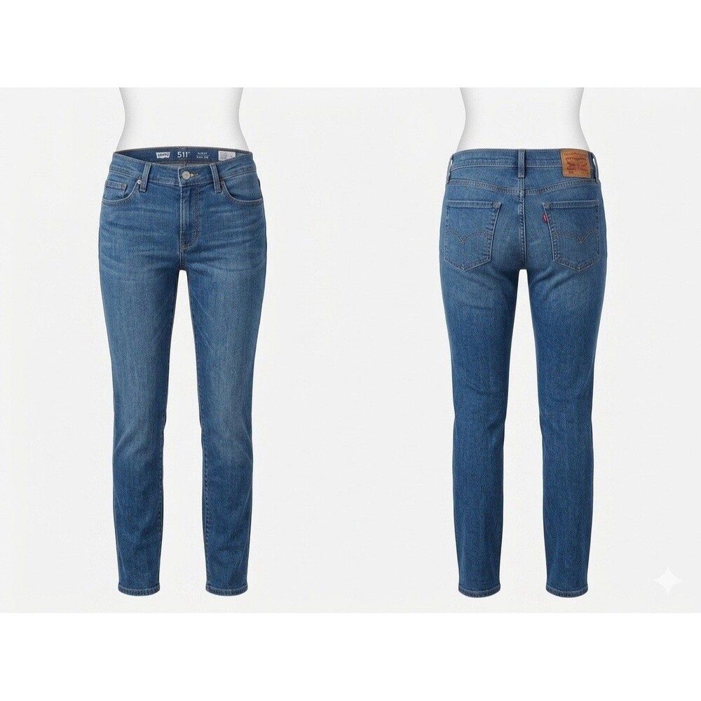 Levi's Jeans Women's Size 18 Straight Medium Wash Adjustable Waist 29x31 Flawed